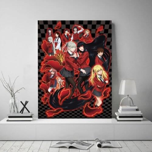 Anime Jabami Yumeko Kakegurui Gambaling School Canvas Painting Scroll Cosplay Memorial Wall Art Painting For Livingroom Decor