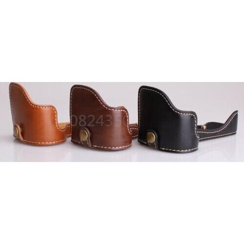 Leather Camera case bag Half Body for Sony ILCE 6500 A6500 Camera Half Bag Bottom Case With Open battery Design Camera Strap