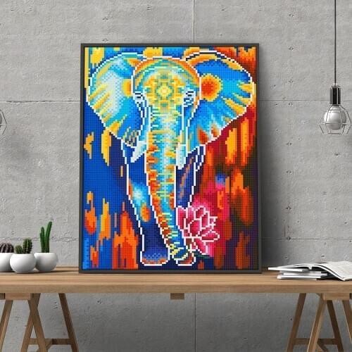 Colorful Elephant Diamond Painting Night Light Fluorescence Diamond Mosaic Embroidery Cross Stitch Flower DIY Craft Home Decor