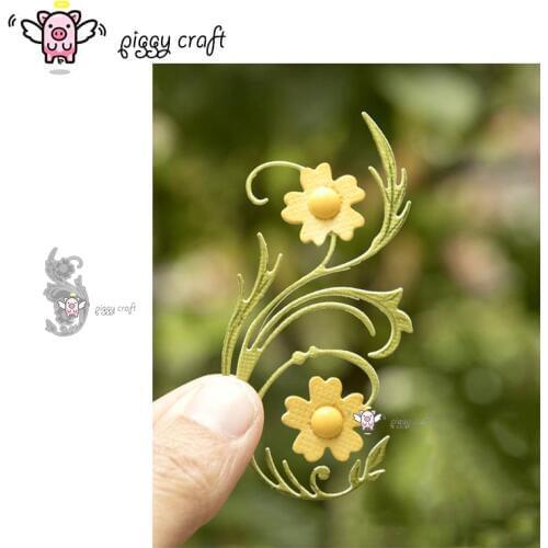 Piggy Craft metal cutting dies cut die mold Flower leaf strip Scrapbook paper craft knife mould blade punch stencils dies