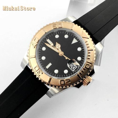 40mm mens top watches sapphire glass stainless steel bezel black sterile dial GMT date window automatic mens watch
