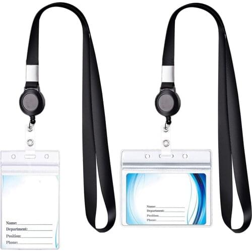 Neck Strap Name Badge Holder Transparent Exhibition ID Emoloyees Staff Work Card with Lanyard Neck Strap for Students Nurses