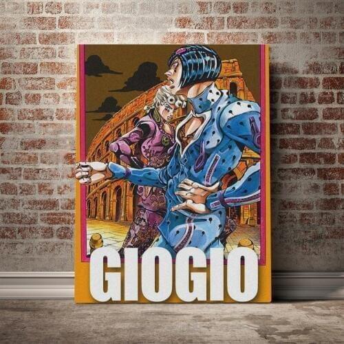 Bruno Bucciarati Giorno Giovanna JoJos Bizarre Wooden Frame Canvas poster Painting wall Art decor room Woode Decoration Prints