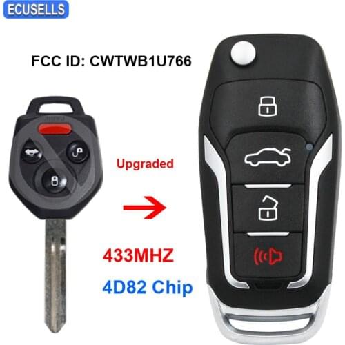 Upgraded Folding 3+1/4 Button Remote Key 433MHz 4D82 Chip for Subaru Forester Impreza WRX STI XV XV Crosstrek FCC ID: CWTWB1U766