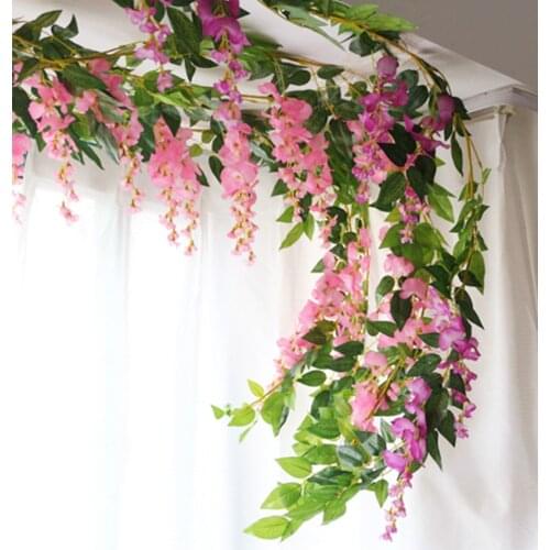 One Silk Wisteria Flower Rattans 1.8M Artificial Wisteria Vines for Wedding Party Home Artificial Decorative Flowers