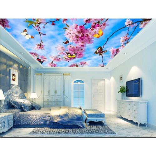 Custom photo 3d ceiling murals wall paper Beautiful flowers The peach blossom painting 3d wall murals wallpaper for walls 3 d