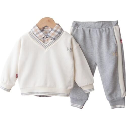 Children Spring Autumn Clothes Kid Boys Girls Sweater Plaid Shirt Pants 3Pcs/sets Baby Infant Clothing Toddler Casual Tracksuit
