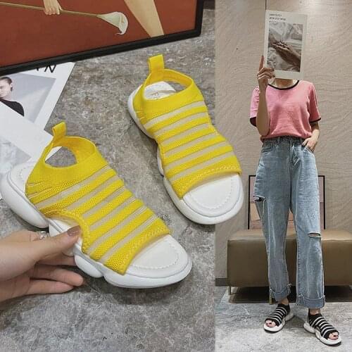 2021 Women Sandals Breathable Summer Transparent Mesh Comfortable Wedge Shoes Slip-on Platform Pink Sandals Women Sandalias