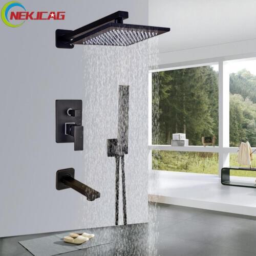 Bathroom Shower Faucet 12" Rainfall Shower Faucet Set 3 Functions Bathroom Faucet Cold and Hot Mixer Tap