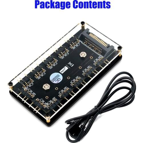 12 way 5V RGB LED Splitter Hub with PMMA Case and Magnetic standoff for ASUS/MSI 5V 3pin LED controller