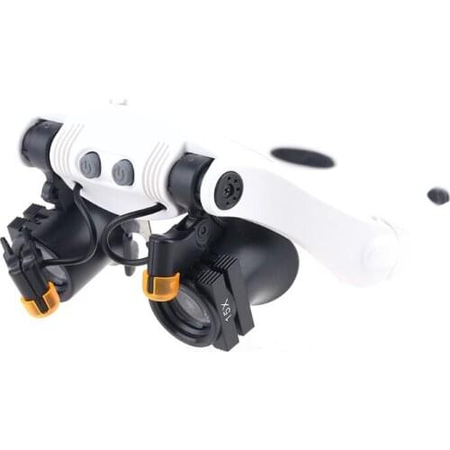 Led Light Lamp Double Glasses Loupe Lens Glasses Magnifier Watchmaker Jewelry