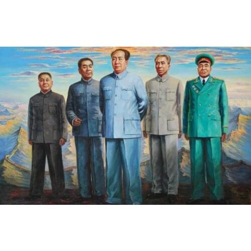 TOP ART painting # CHINA 1949 The founding leader original print oil painting on canvas-36" large - free shipping cost