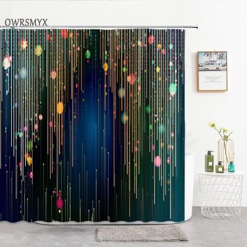 Aesthetic Colorful Aperture Geometric Lines Shower Curtain Home Bathroom Art Decor Curtain Bath Accessories Bathroom Products