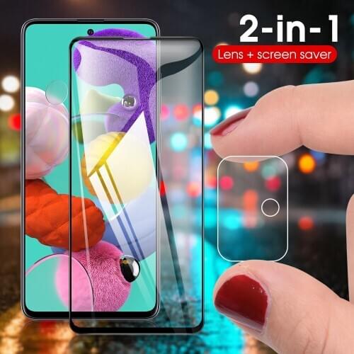 2 in 1 tempered glass for samsung Galaxy A51 A71 A70 A50 A40 A30 A20 A10 A80 A90 screen protector camera lens protective glass