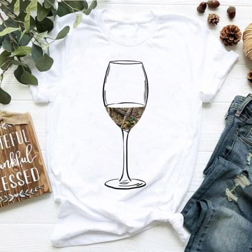 Women Casual Loose Ladies Round Collar T Shirts Summer White Basic Short Sleeves Cute Printed T-Shirts Lady Tee Tops