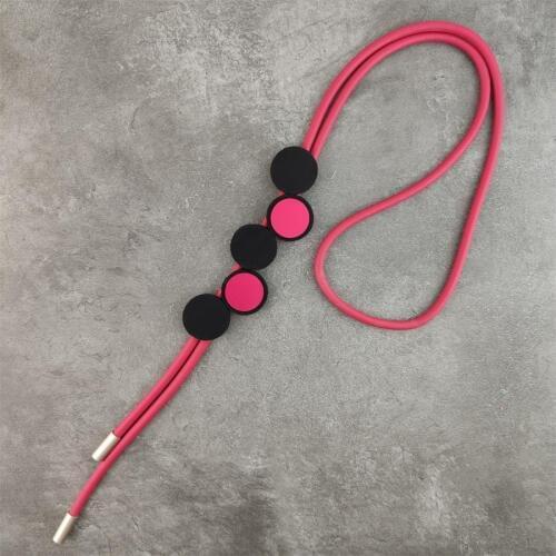 Punk Womens Necklace Long Metal Pendant German Style Red Rubber Necklace for office Lady Jewelry