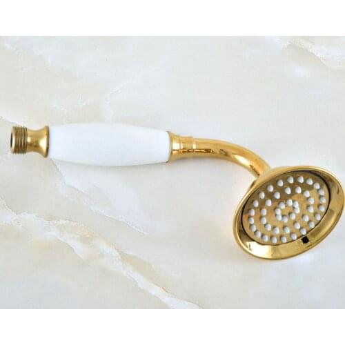 Gold Color Brass Telephone Style Ceramic Hand Held Spray Bathroom Shower Head dhh049