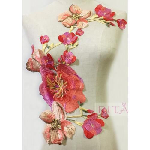 1 Pc Flower Embroidery / Applique Water-soluble Cloth Paste Hand Sewn Patch No Glue Sewing Accessory DIY