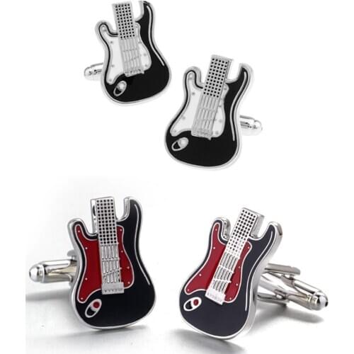 10pairs/lot Enamel Guitar Cufflinks Copper Plating Musical Instruments Guitar Cuff Links Mens Jewelry Accessory Wholesale