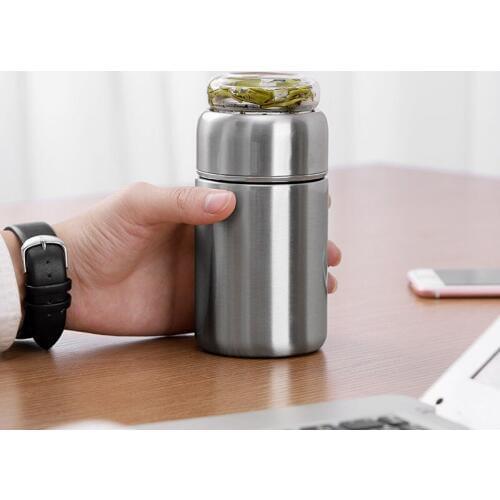 220/280ml Stainless Steel Water Bottles Thermos Tea Strainer Mug Vacuum Stainless Steel Tea Partition Thermo Cup Glass Portable