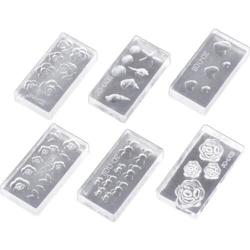6Pcs/Set 3D Mini Flower Acrylic Silicone Mold for DIY Earrings Nail Art Mould