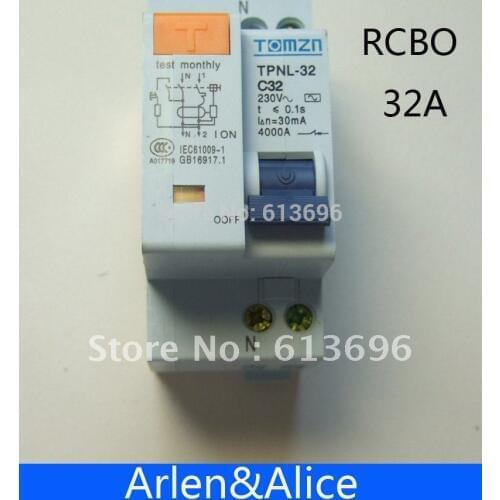 DPNL 1P+N 32A 230V~ 50HZ/60HZ Residual current Circuit breaker with over current and Leakage protection RCBO