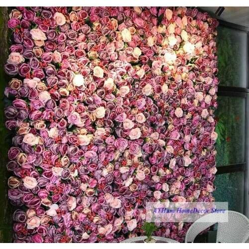 Noble Purple Pink Rose Silk Flower Board Artificial Flower 3D Wall Background Wedding Photography Party Home Wall Decoration