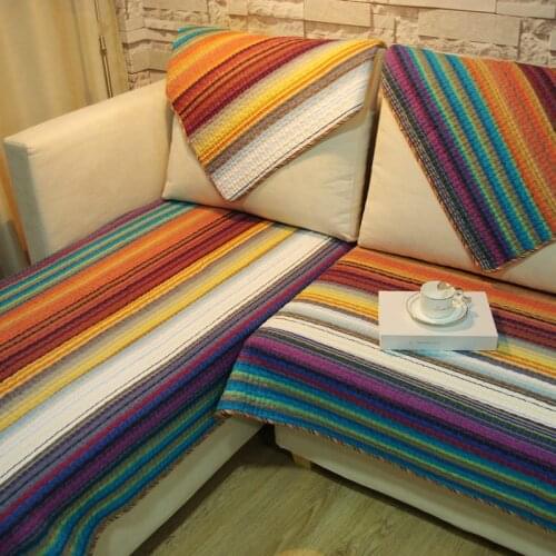 Proud Rose Couch Cover National Style Double-sided Sofa Towel Funda Sofa Stripe Armchair Cover Sofa Bed Cover Living Room