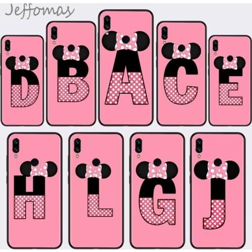 Cute Cartoon mouse bow 26 letters Phone Case For Xiaomi Redmi 9 8 9t a3Pro 9se k20 mi8 max3 lite 9 note 9s 10 pro