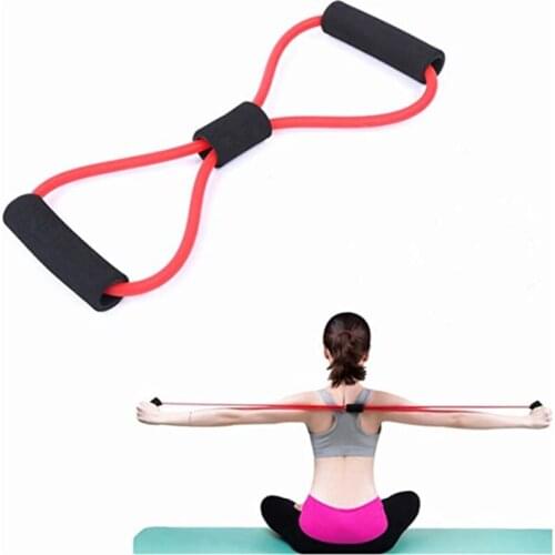 TPE 8 Word Resistance Band Fitness Pull Rope Yoga Elastic Rubber Bands Fitness Equipment Women Men Bodybuilding Workout at Home
