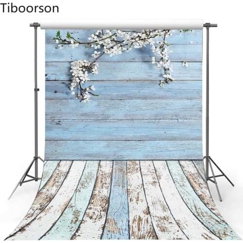 Light blue Flowers Wood Backdrop wallpaper Wood Board Newborn Baby Portrait Photography Background For Photo Studio Photozone