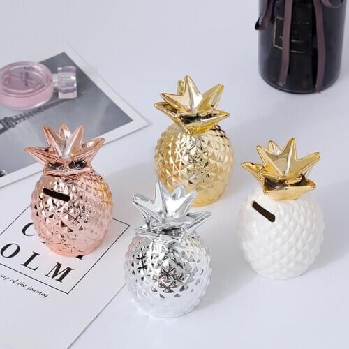 Nordic Style Pineapple Jewelry Modern Minimalist Handmade Ceramic Crafts Piggy Bank Creative Home Decoration Accessories