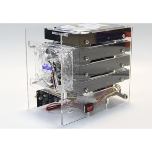 DIY 4-bit hard drive expansion bracket HDD 3.5 inch External hard disk power supply rack DIY NAS Transparent acrylic stand 250W