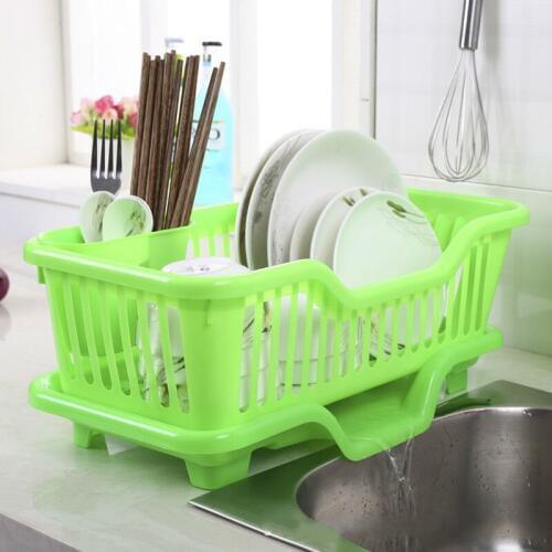 Kitchen storage basket plastic double layer drain dish rack Chopsticks cage tableware finishing rack kitchen organizers mx912155