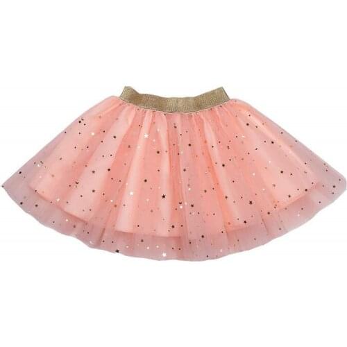 Fashion Kids Mesh Miniskirts Girls Princess Stars Glitter Dance Ballet Tutu Brand Sequin Party Girl Faldas Skirt Elastic