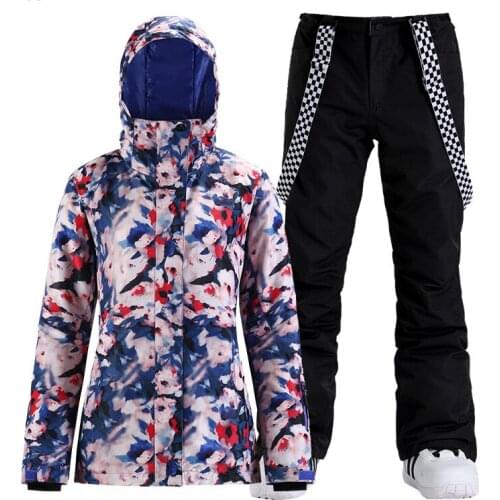 Fashion Girls Snow Suit Wear Outdoor Sports Costumes Waterproof Windproof Snowboard Ski Clothing Sets Jackets + Pants Womens