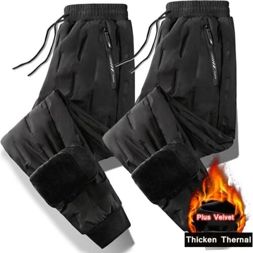 Men Autumn Winter Thermal Cotton Pants 5XL Loose Large Size Plus Velvet Thicken Outdoor Warm Casual Sports Fleece Pants Trousers