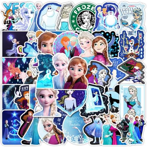 10/30/50Pcs/Pack Disney Frozen Princess Girl Stickers Cute Cartoons Guitar Luggage Waterproof Sticker Skateboard Laptop Kids Toy