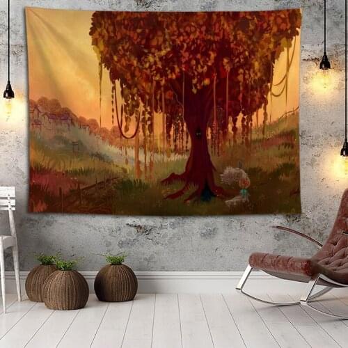 Hot Sale Custom Tree Printed Tapestry Background Decorative Tapestry Various Sizes Wall Hanging Decor