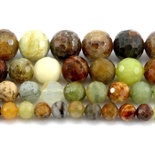 Natural Hard Faceted Flower Jade Round Loose Beads Strand 6/8/10/12MM For Jewelry DIY Making Necklace Bracelet