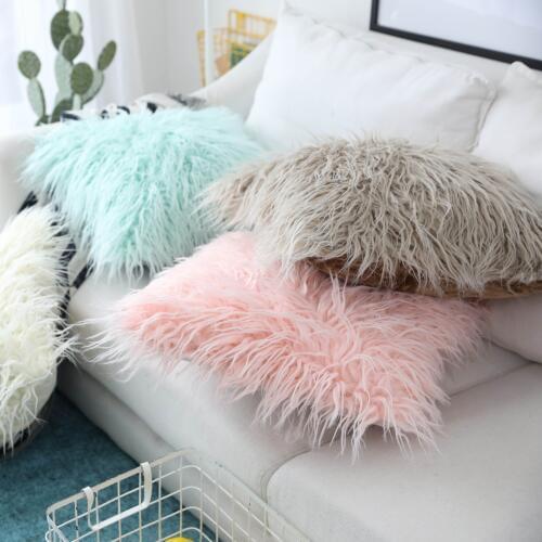Soft Faux Fur Pillowcase Plush Seat Cushion Solid Square Pillows Living Room Bedroom Decorative Throw Pillows Sofa Decor 45x45cm