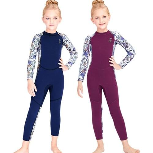 2.5MM Neoprene Wetsuits Kids Swimwears Diving Suits Long Sleeves Girls Surfing Children Rash Guards Snorkel One Pieces New 2021