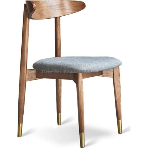 Nordic Light Luxury Dining Chair Net Red Solid Wood Back Chair Modern Minimalist Restaurant Stool New Chinese Horn Chair Negotia