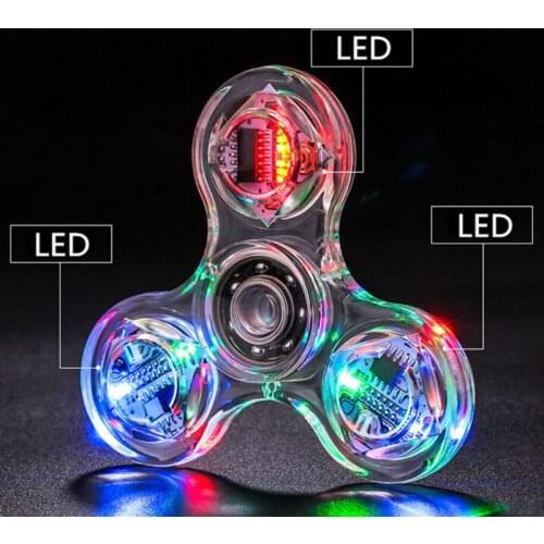 Novelty Multiple Changes LED Fidget Spinner Luminous Hand Top Spinners Glow in Dark EDC Stress Relief Toys