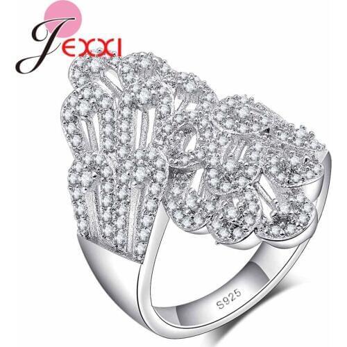 New Fashion Silver Color Rings For Women With a lot of rhinestone beautiful 925 sterling silver Ring Jewelry Dance Party