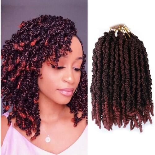 ONYX Pre-twisted Bomb Spring Twist Hair 8 inch Passion Twists Crochet Hair 15 Roots Synthetic Braiding Hair Extensions