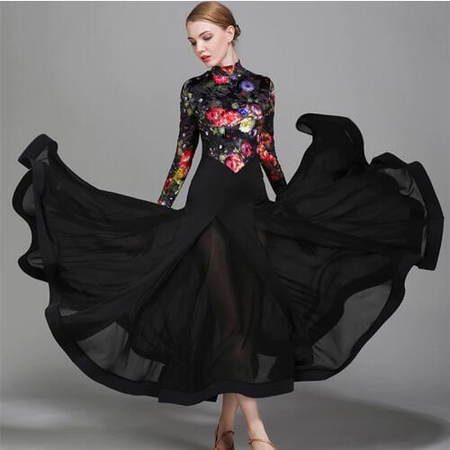 Print ballroom dance dresses standard ballroom dress luminous costumes dresses for ballroom dancing waltz dress tango