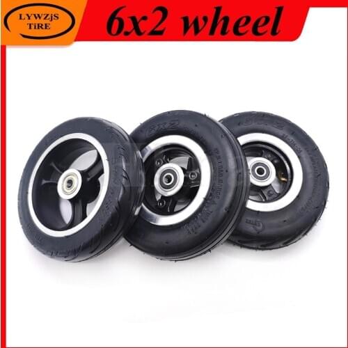 6 Inch Solid Wheel 6x2 Pneumatic Inner Tube Outer Tyre Wheel for Mini Electric Scooter Chair Truck F0 Pneumatic Trolley Cart