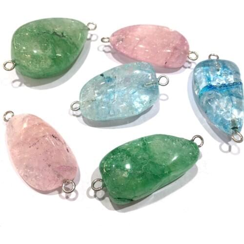 Natural Stone irregular shape Double hole connector Necklace Pendant for Jewelry Making DIY Necklaces Accessories size:25X50mm