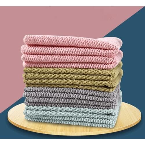 1Pcs Washing Dish Towel Microfiber for Household Cleaning Cloth Wiping Rags 4Colors Kitchen Supplies Anti-grease